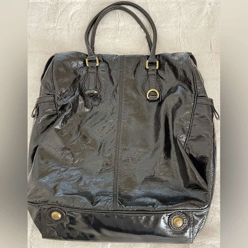 Marc by Marc Jacobs Black Patent Leather Backpack Tote